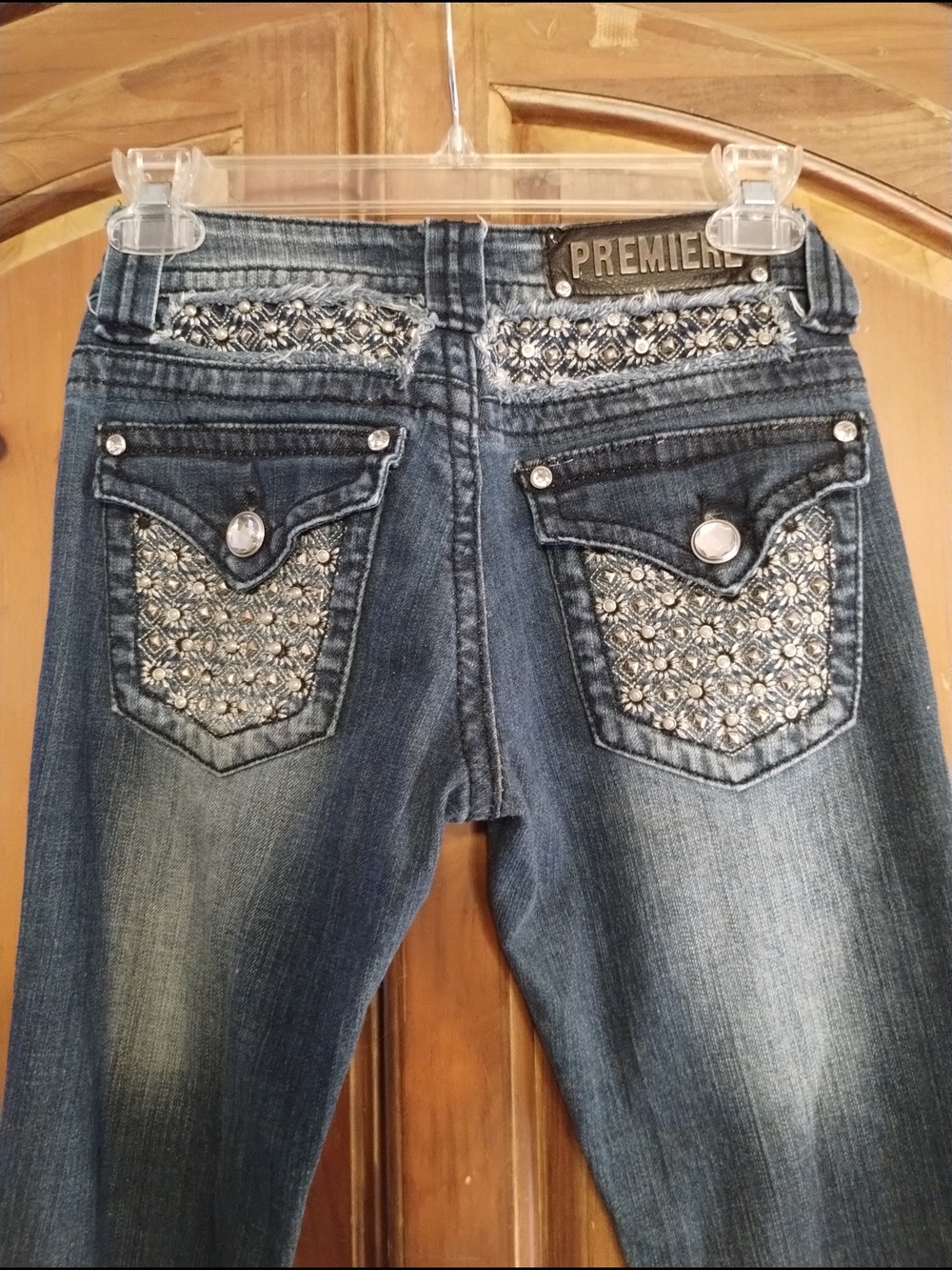 Premier Dark Blue Embellished Back Pocket Jeans